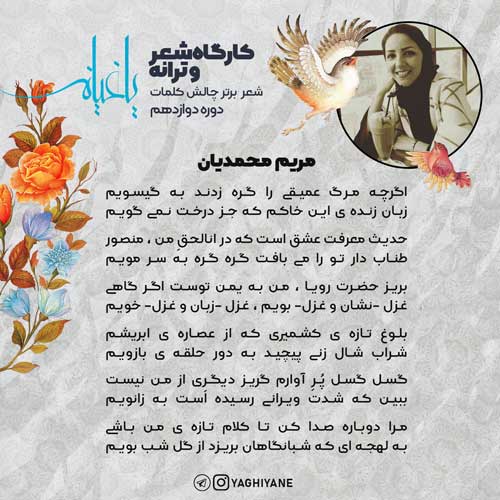 مریم محمدیان هنرجو برتر چالش کلمات